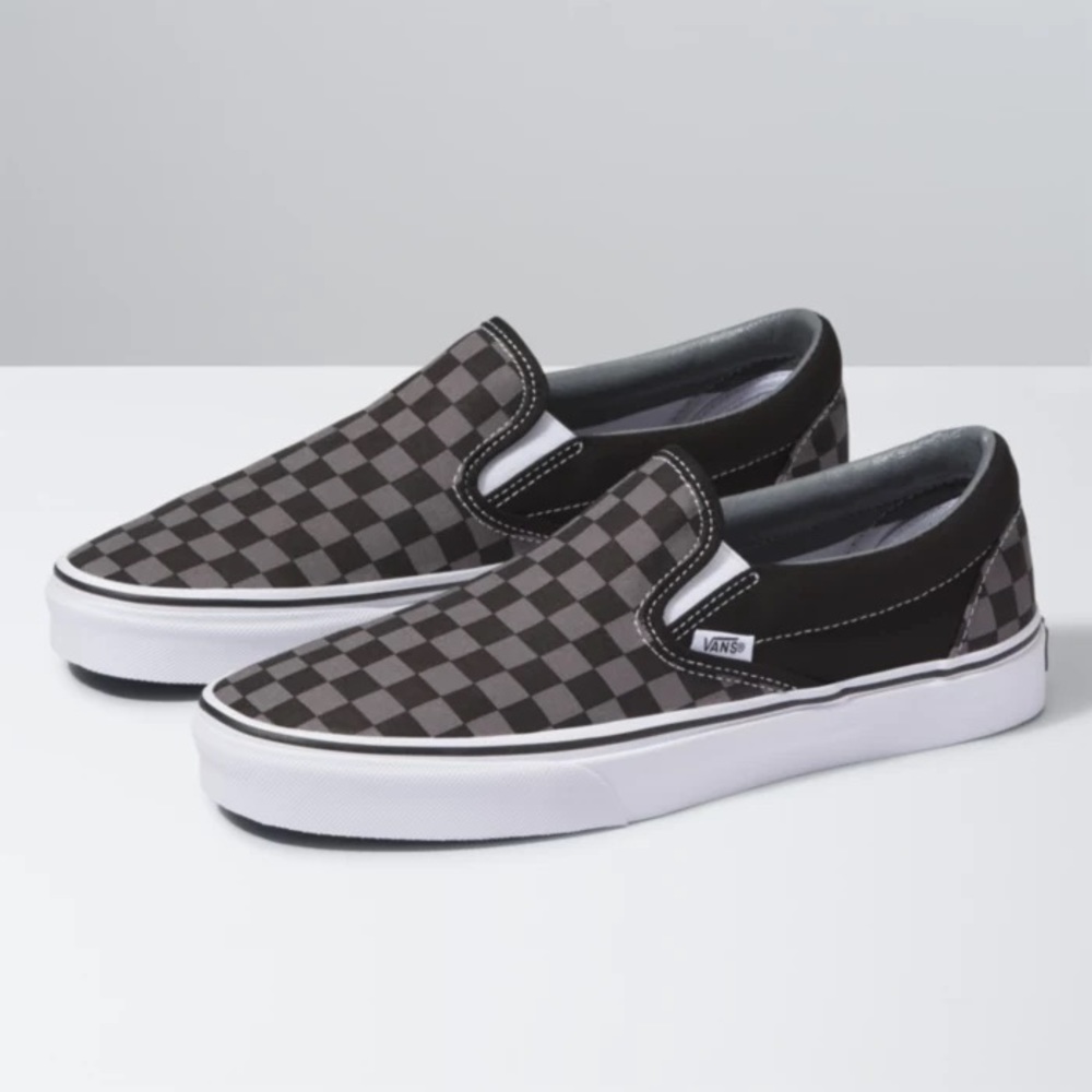 black and grey checkerboard vans